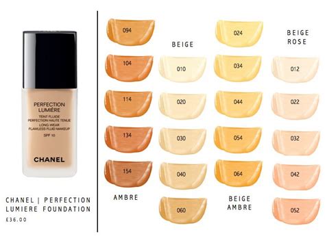 chanel perfection lumiere foundation shades|chanel foundation color shade chart.